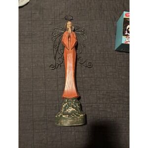 Southern Living Home Santos Praying  Figurine Rustic Wood Metal Wings Decor